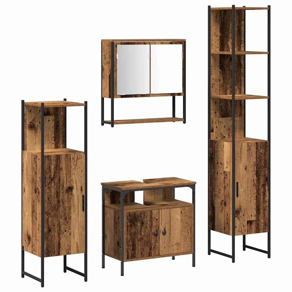 Bathroom Furniture Set 4 pcs Old wood 33 x 33 x 185.5 cm